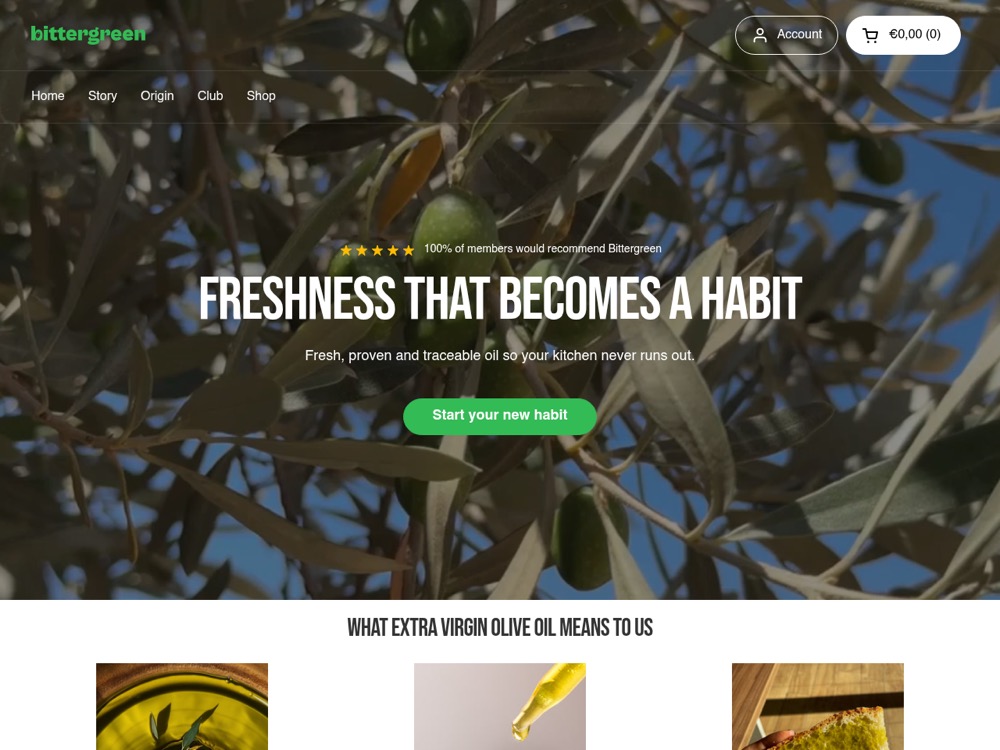 Bittergreen Shopify store