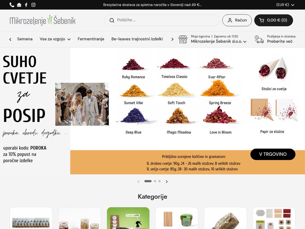 Mikrozelenje Šebenik Shopify store