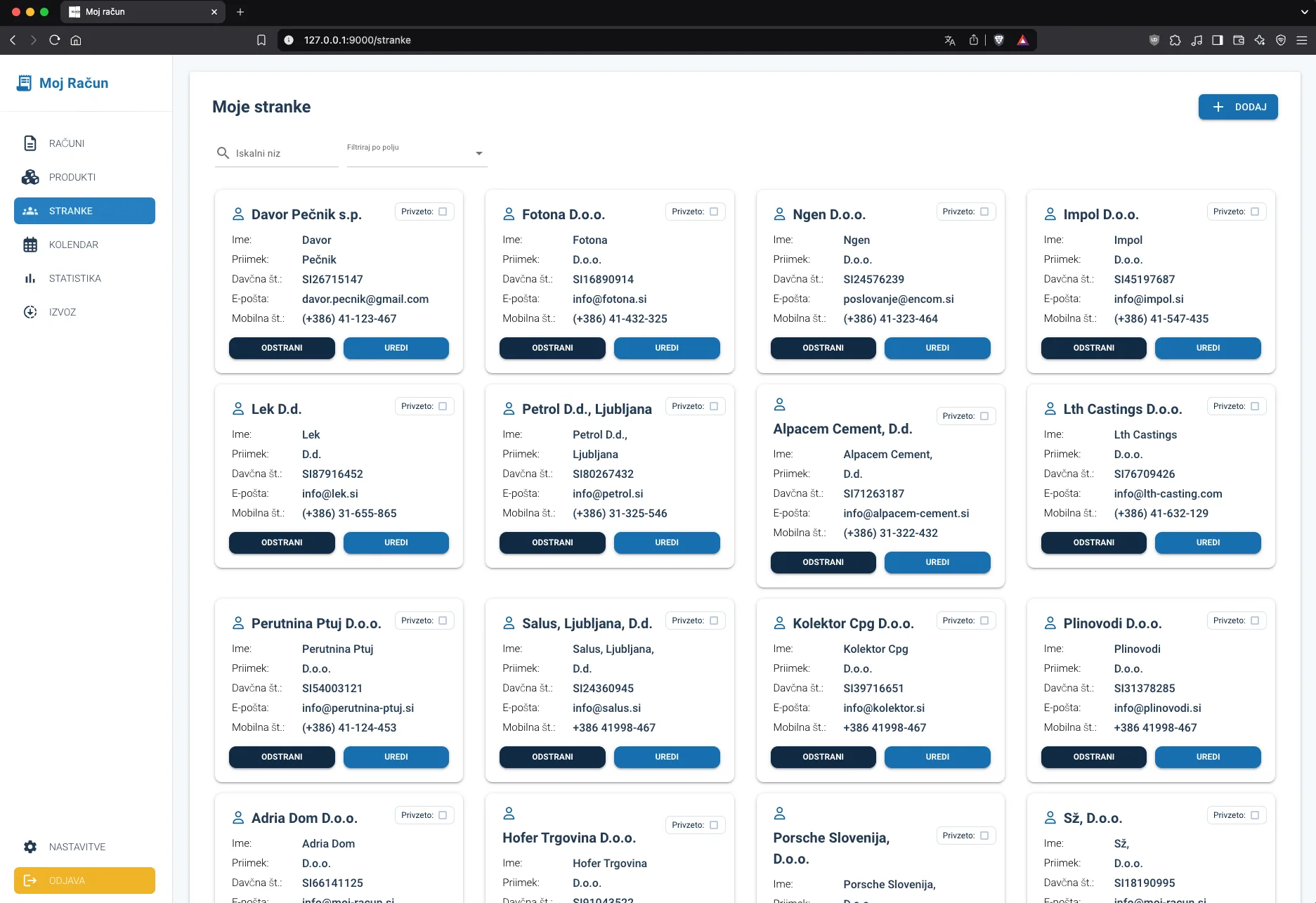 Moj Račun customer CRM view